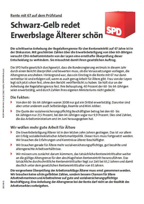 SPD Flugblatt Rente mit 67