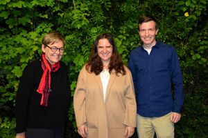 v.l.n.r. Stadträtin Suse Kletzin, Landtagskandidatin Sarah Schlösser, Ortsvereinsvorsitzender Sven Baumstark